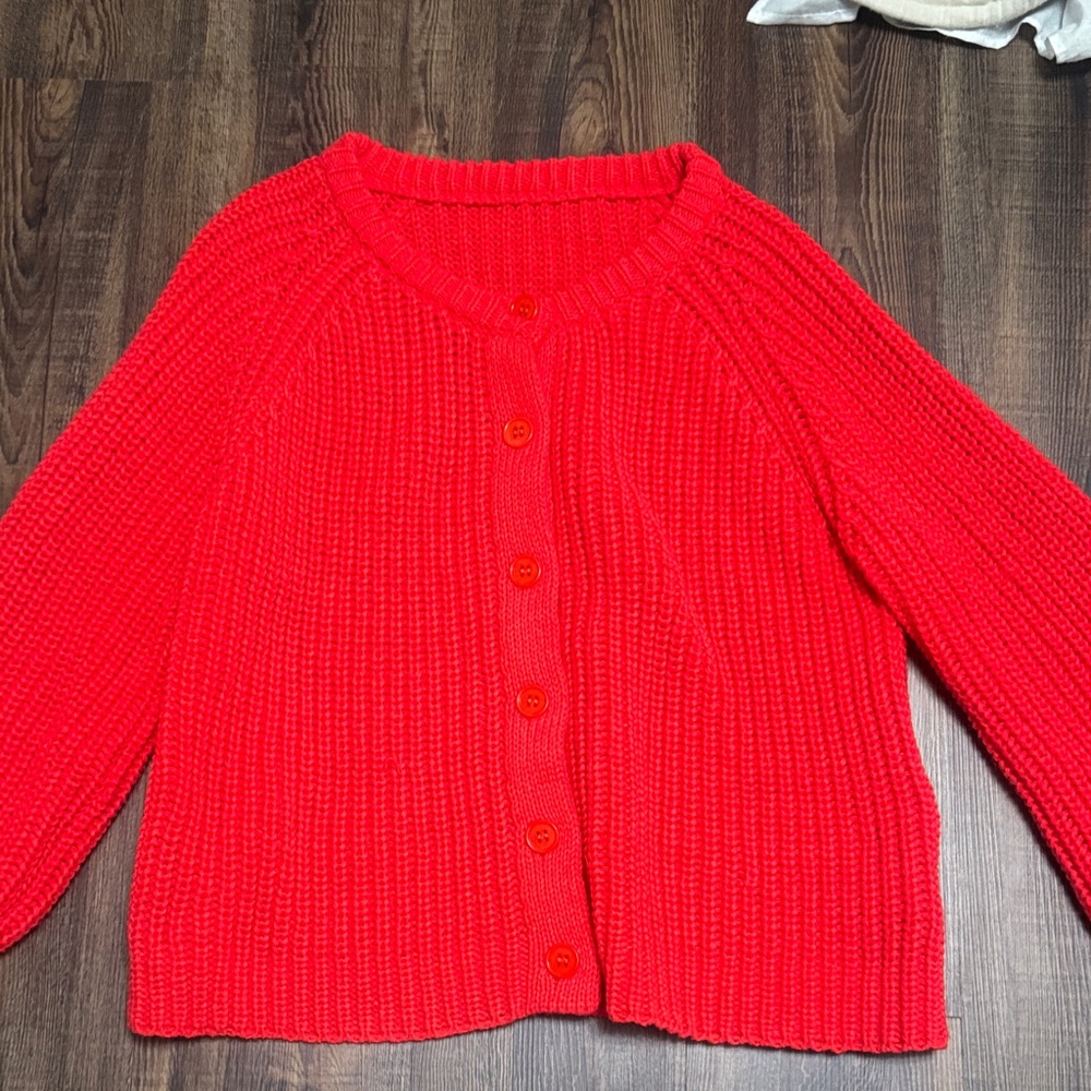 Women's Red Button-Up Sweater